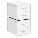 Homsorout Stackable Storage Drawers - 2 Tier Closet Organizer with Metal Handles and Metal Frame, Fabric Dresser with Collapsible Bins for Bedroom, Dorm, Office, White, 2 Pack