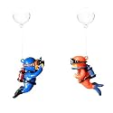 Colorful Aquarium Decorative Item Cute Floating Diver Ornament, 7 X 3 cm, Fish Tank Accessories for an Eye-catching Aquarium Décor (Orange + Blue)