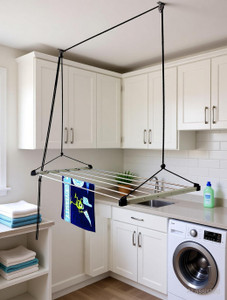 homwell steel ceiling cloth dryer stand 6 pipe x 6 feet full frame rope hanger hook