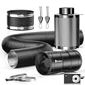 Hon&Guan 4" Air Filtration Kit: 4 Inch Inline Duct Fan with Speed Controller, 10" High Carbon Filter, 8 Ft Ducting & Rubber Coupler, Ventilation System for Grow Tents, Indoor Gardening, Hydroponics