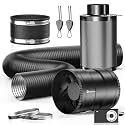 Hon&Guan 6" Air Filtration Kit: 6 Inch Inline Duct Fan with Speed Controller, 12" High Carbon Filter, 8 Ft Ducting & Rubber Coupler, Ventilation System for Grow Tents, Indoor Gardening, Hydroponics
