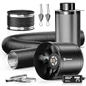 Hon&Guan 8" Air Filtration Kit: 8 Inch Inline Duct Fan with Speed Controller, 16" High Carbon Filter, 16 Ft Ducting & Rubber Coupler, Ventilation System for Grow Tents, Indoor Gardening, Hydroponics