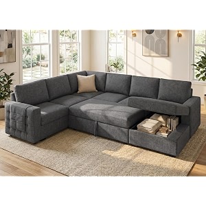 HONBAY Sectional Sleeper Sofa with Pull-Out Bed