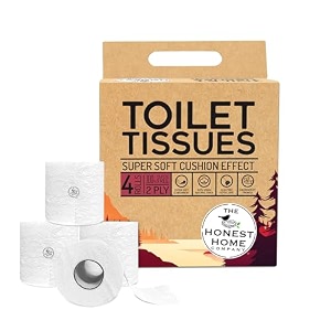 honest home 2 ply toilet tissue paper rolls  1200 pulls  300 pulls x 4 rolls  100 virgin pulp  super soft toilet roll  clog-free