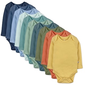 honestbaby baby 10-pack organic cotton long sleeve bodysuits