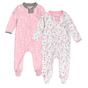 honestbaby baby 2-pack organic cotton footed pajama sleep amp play