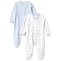 HonestBaby Baby 2-Pack Organic Cotton Footed Pajama Sleep &amp; Play