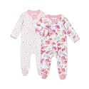 HonestBaby Baby 2-Pack Organic Cotton Footed Pajama Sleep &amp; Play
