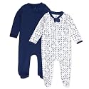 HonestBaby Baby 2-Pack Organic Cotton Footed Pajama Sleep &amp; Play