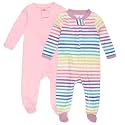 HonestBaby Baby 2-Pack Organic Cotton Footed Pajama Sleep &amp; Play