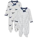 HonestBaby Baby 2-Pack Organic Cotton Footed Pajama Sleep &amp; Play