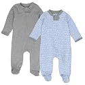 HonestBaby Baby 2-Pack Organic Cotton Footed Pajama Sleep &amp; Play
