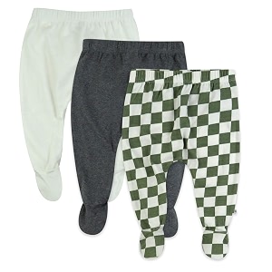 honestbaby baby 3-pack footed pants roomy fit pull on bottoms 100 organic cotton for infant baby boys girls unisex