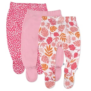 honestbaby baby 3-pack footed pants roomy fit pull on bottoms 100 organic cotton for infant baby boys girls unisex