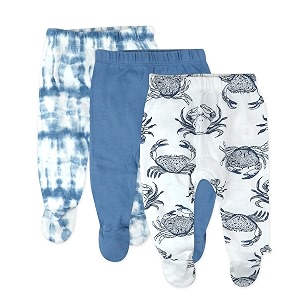 honestbaby baby 3-pack footed pants roomy fit pull on bottoms 100 organic cotton for infant baby boys girls unisex