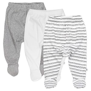 honestbaby baby 3-pack footed pants roomy fit pull on bottoms 100 organic cotton for infant baby boys girls unisex