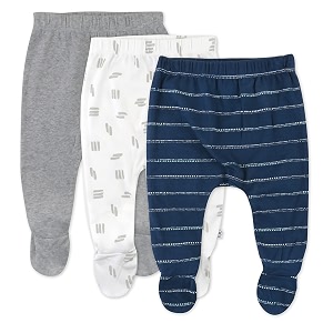 honestbaby baby 3-pack footed pants roomy fit pull on bottoms 100 organic cotton for infant baby boys girls unisex