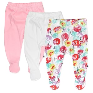 honestbaby baby 3-pack footed pants roomy fit pull on bottoms 100 organic cotton for infant baby boys girls unisex