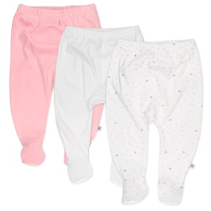 honestbaby baby 3-pack footed pants roomy fit pull on bottoms 100 organic cotton for infant baby boys girls unisex