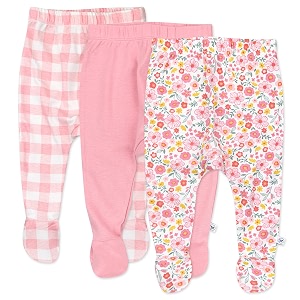 honestbaby baby 3-pack footed pants roomy fit pull on bottoms 100 organic cotton for infant baby boys girls unisex