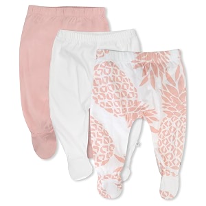 honestbaby baby 3-pack footed pants roomy fit pull on bottoms 100 organic cotton for infant baby boys girls unisex