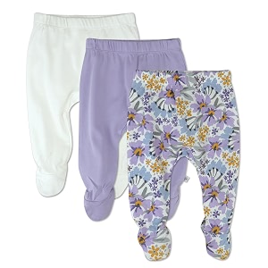 honestbaby baby 3-pack footed pants roomy fit pull on bottoms 100 organic cotton for infant baby boys girls unisex