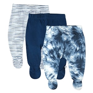 honestbaby baby 3-pack footed pants roomy fit pull on bottoms 100 organic cotton for infant baby boys girls unisex