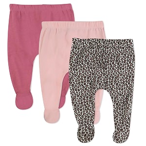 honestbaby baby 3-pack footed pants roomy fit pull on bottoms 100 organic cotton for infant baby boys girls unisex