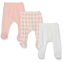 HonestBaby Baby 3-Pack Footed Pants Roomy Fit Pull on Bottoms 100% Organic Cotton for Infant Baby Boys, Girls, Unisex