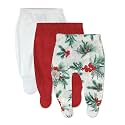 HonestBaby Baby 3-Pack Footed Pants Roomy Fit Pull on Bottoms 100% Organic Cotton for Infant Baby Boys, Girls, Unisex