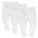HonestBaby Baby 3-Pack Footed Pants Roomy Fit Pull on Bottoms 100% Organic Cotton for Infant Baby Boys, Girls, Unisex