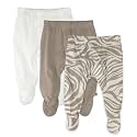 HonestBaby Baby 3-Pack Footed Pants Roomy Fit Pull on Bottoms 100% Organic Cotton for Infant Baby Boys, Girls, Unisex