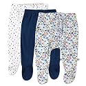 HonestBaby Baby 3-Pack Footed Pants Roomy Fit Pull on Bottoms 100% Organic Cotton for Infant Baby Boys, Girls, Unisex
