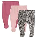 HonestBaby Baby 3-Pack Footed Pants Roomy Fit Pull on Bottoms 100% Organic Cotton for Infant Baby Boys, Girls, Unisex