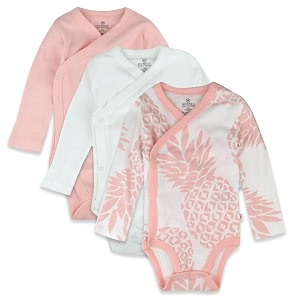 honestbaby baby 3-pack organic cotton long sleeve side-snap kimono bodysuits