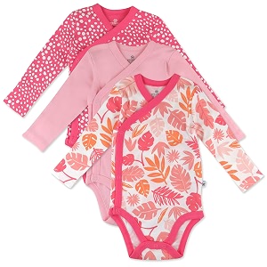 honestbaby baby 3-pack organic cotton long sleeve side-snap kimono bodysuits