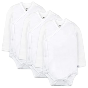 honestbaby baby 3-pack organic cotton long sleeve side-snap kimono bodysuits