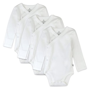honestbaby baby 3-pack organic cotton long sleeve side-snap kimono bodysuits