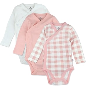 honestbaby baby 3-pack organic cotton long sleeve side-snap kimono bodysuits