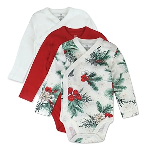 honestbaby baby 3-pack organic cotton long sleeve side-snap kimono bodysuits