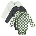 HonestBaby Baby 3-Pack Organic Cotton Long Sleeve Side-snap Kimono Bodysuits