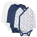 HonestBaby Baby 3-Pack Organic Cotton Long Sleeve Side-snap Kimono Bodysuits