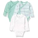 HonestBaby Baby 3-Pack Organic Cotton Long Sleeve Side-snap Kimono Bodysuits