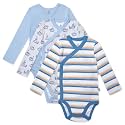 HonestBaby Baby 3-Pack Organic Cotton Long Sleeve Side-snap Kimono Bodysuits