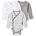 HonestBaby Baby 3-Pack Organic Cotton Long Sleeve Side-snap Kimono Bodysuits