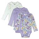 HonestBaby Baby 3-Pack Organic Cotton Long Sleeve Side-snap Kimono Bodysuits