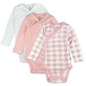 HonestBaby Baby 3-Pack Organic Cotton Long Sleeve Side-snap Kimono Bodysuits
