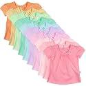 HonestBaby Baby-Girls 5-Pack Puff Sleeve T-Shirts 100% Organic Cotton Baby, Toddler, Little Kid, Girl
