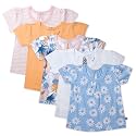 HonestBaby Baby-Girls 5-Pack Puff Sleeve T-Shirts 100% Organic Cotton Baby, Toddler, Little Kid, Girl