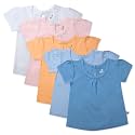 HonestBaby Baby-Girls 5-Pack Puff Sleeve T-Shirts 100% Organic Cotton Baby, Toddler, Little Kid, Girl